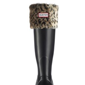 Leopard cuff hunter welly socks size M